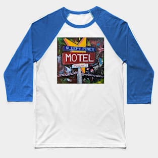 Abstract Neon Landmark Series: Sleepy Pines Motel Baseball T-Shirt